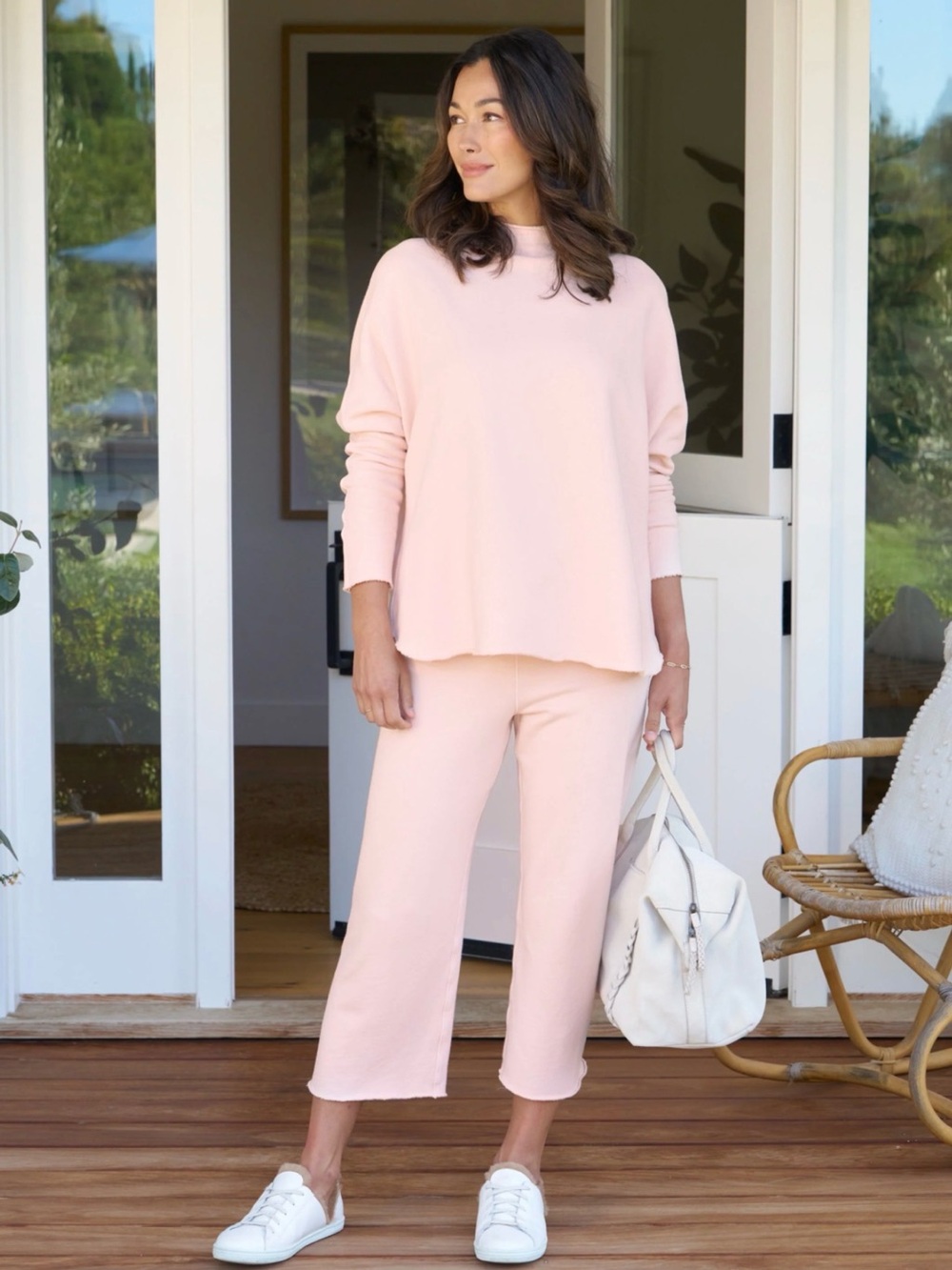 Frank & Eileen Effie long-sleeve funnel neck top in vintage rose Capelet Sz M